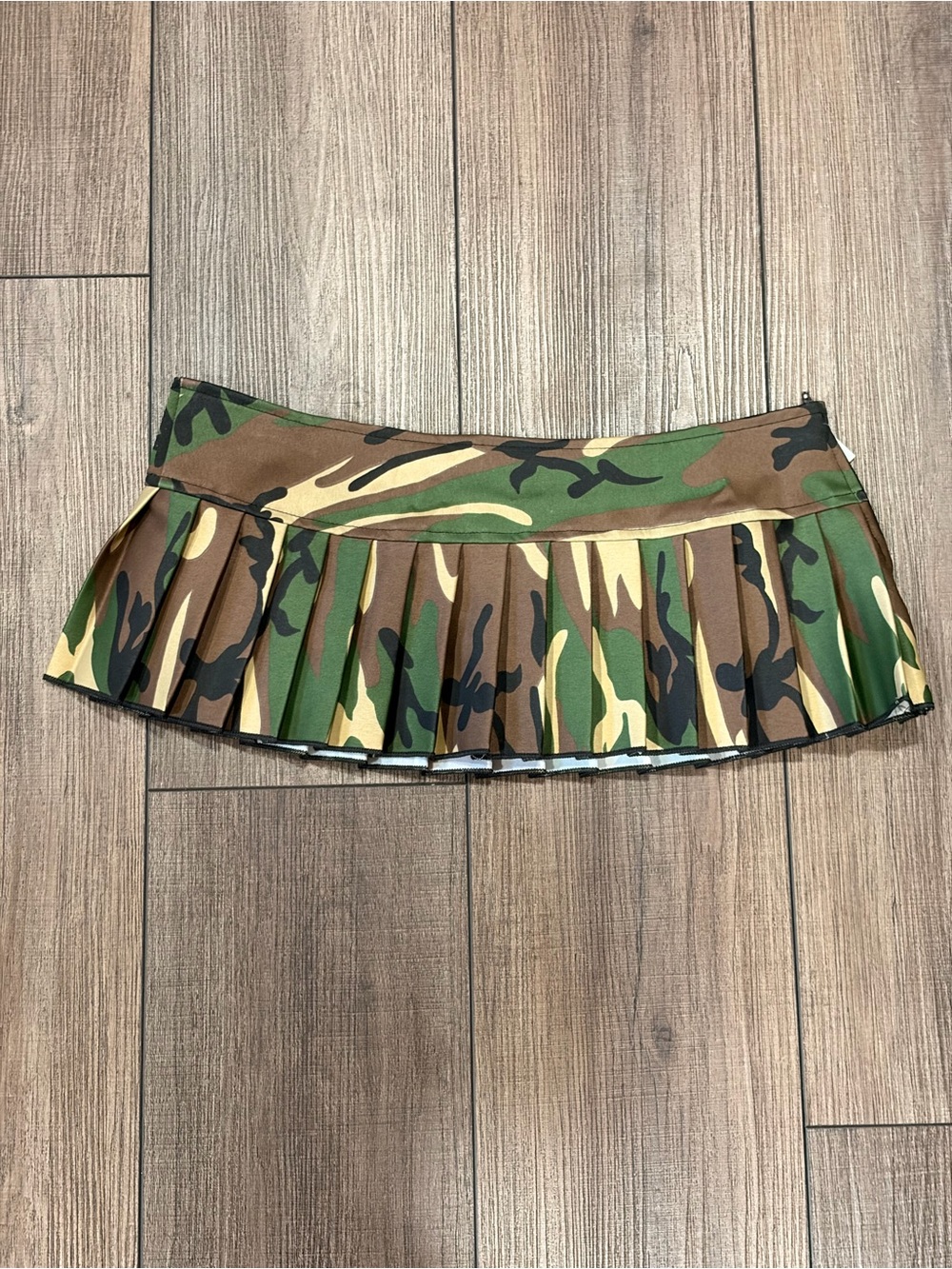 Camo Pleated Micro Mini Skirt - Green/Brown/Black